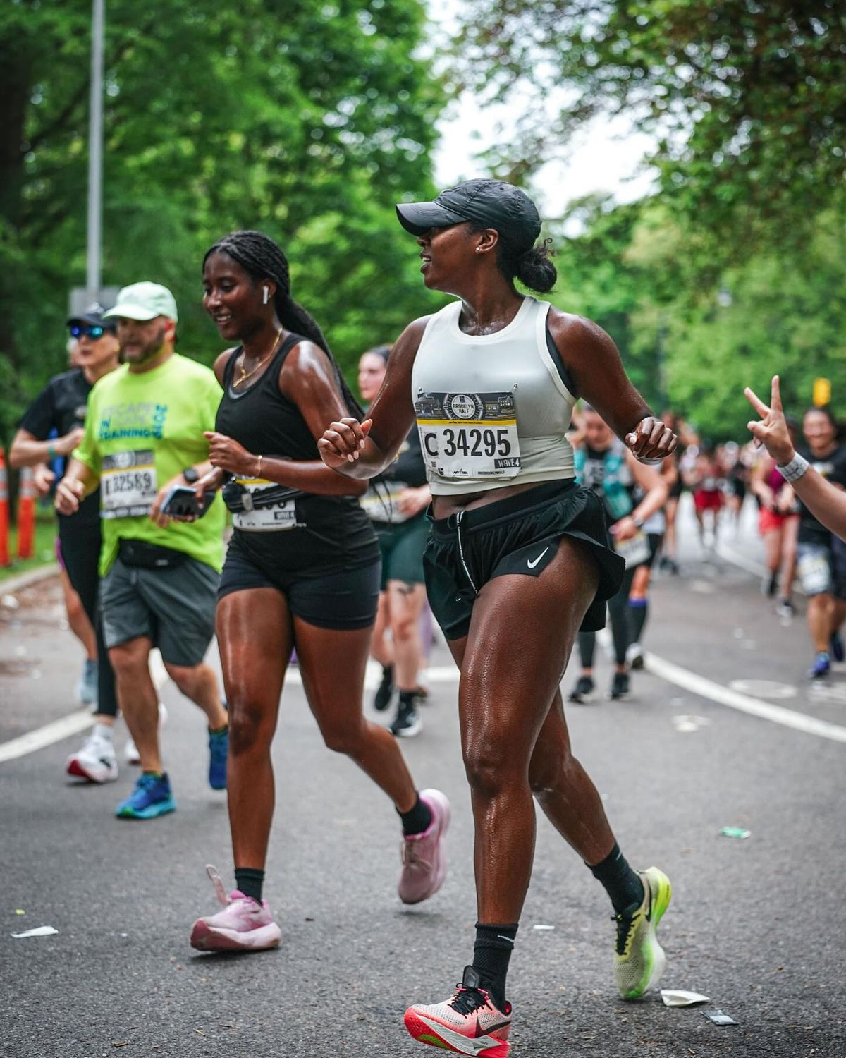 Runners celebrating together